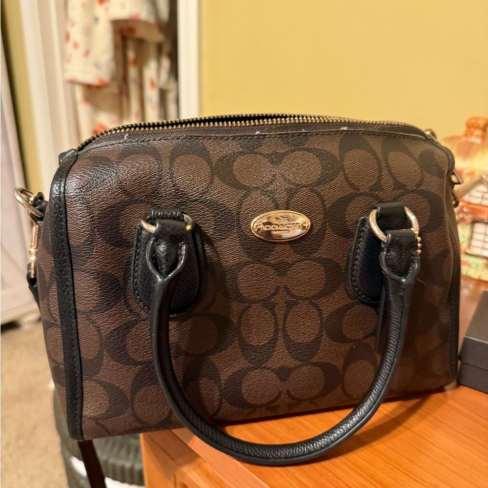 Coach Mini Bennett Brown and Black Satchel Bag - Picture 8 of 9